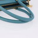 PRADA Galleria Hand Bag Saffiano leather Turquoise Blue Gold Auth 198284V-7