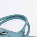 PRADA Galleria Hand Bag Saffiano leather Turquoise Blue Gold Auth 198284V-8