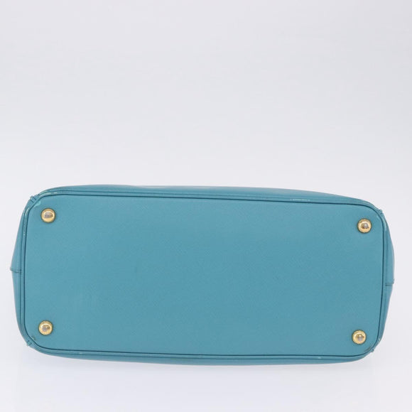 PRADA Galleria Hand Bag Saffiano leather Turquoise Blue Gold Auth 198284V