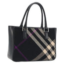 BURBERRY Nova Check Hand Bag Wool Black Silver Auth 198286A-1