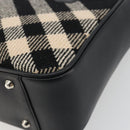 BURBERRY Nova Check Hand Bag Wool Black Silver Auth 198286A-10