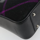 BURBERRY Nova Check Hand Bag Wool Black Silver Auth 198286A-11