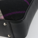 BURBERRY Nova Check Hand Bag Wool Black Silver Auth 198286A-12