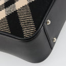BURBERRY Nova Check Hand Bag Wool Black Silver Auth 198286A-13