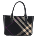 BURBERRY Nova Check Hand Bag Wool Black Silver Auth 198286A-2