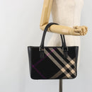 BURBERRY Nova Check Hand Bag Wool Black Silver Auth 198286A-22