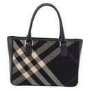BURBERRY Nova Check Hand Bag Wool Black Silver Auth 198286A-3