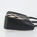 BURBERRY Nova Check Hand Bag Wool Black Silver Auth 198286A-4