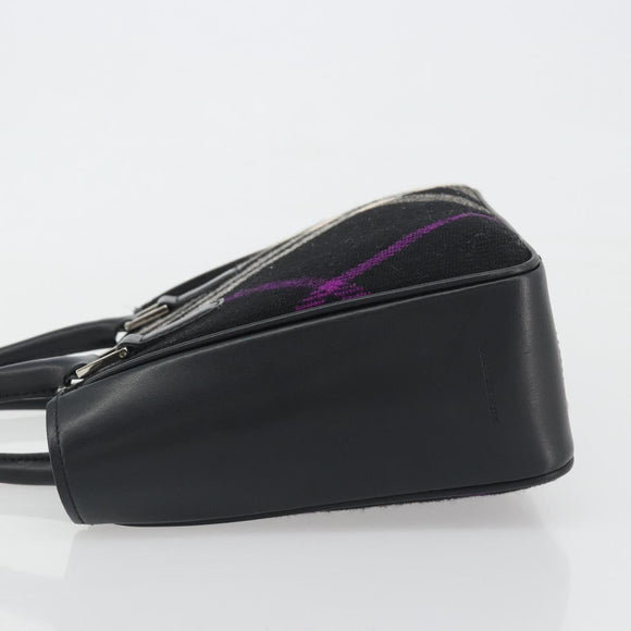 BURBERRY Nova Check Hand Bag Wool Black Silver Auth 198286A