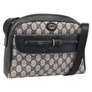 GUCCI GG Supreme Shoulder Bag PVC Navy Gold Auth 198291-1