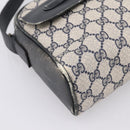 GUCCI GG Supreme Shoulder Bag PVC Navy Gold Auth 198291-15