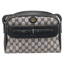 GUCCI GG Supreme Shoulder Bag PVC Navy Gold Auth 198291-13