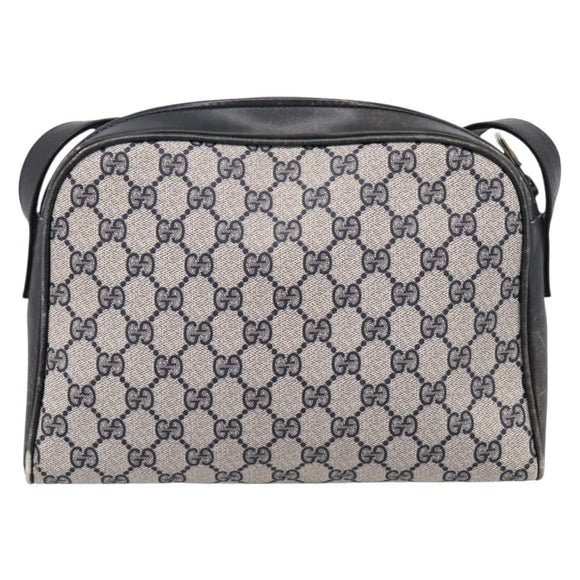 GUCCI GG Supreme Shoulder Bag PVC Navy Gold Auth 198291