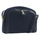 Christian Dior Trotter Canvas Shoulder Bag Navy Gold Auth 198292-1