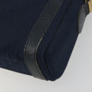 Christian Dior Trotter Canvas Shoulder Bag Navy Gold Auth 198292-9