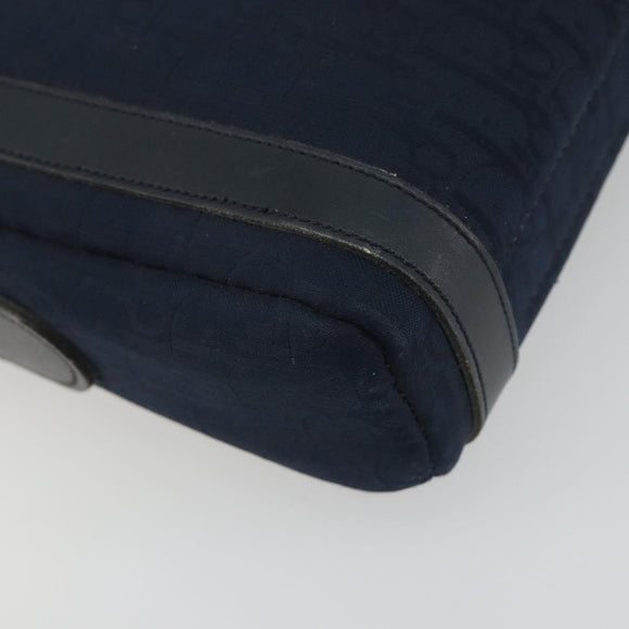 Christian Dior Trotter Canvas Shoulder Bag Navy Gold Auth 198292