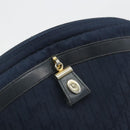 Christian Dior Trotter Canvas Shoulder Bag Navy Gold Auth 198292-17