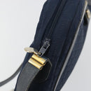 Christian Dior Trotter Canvas Shoulder Bag Navy Gold Auth 198292-10