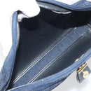Christian Dior Trotter Canvas Shoulder Bag Navy Gold Auth 198292-12