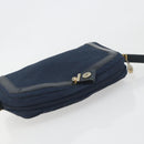 Christian Dior Trotter Canvas Shoulder Bag Navy Gold Auth 198292-6