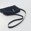 Christian Dior Trotter Canvas Shoulder Bag Navy Gold Auth 198292-7