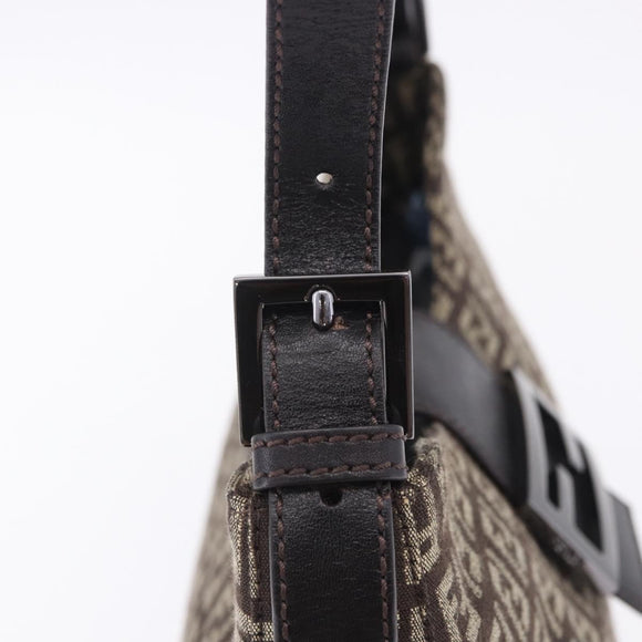 FENDI Zucchino Canvas Mamma Baguette Shoulder Bag Brown 8BR036 Auth 198299V