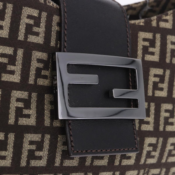 FENDI Zucchino Canvas Mamma Baguette Shoulder Bag Brown 8BR036 Auth 198299V