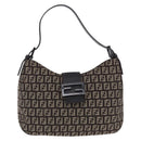 FENDI Zucchino Canvas Mamma Baguette Shoulder Bag Brown 8BR036 Auth 198299V-13