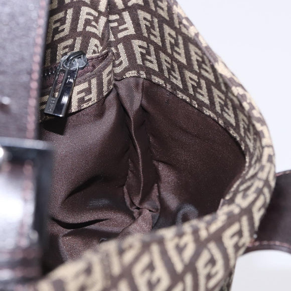 FENDI Zucchino Canvas Mamma Baguette Shoulder Bag Brown 8BR036 Auth 198299V