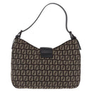 FENDI Zucchino Canvas Mamma Baguette Shoulder Bag Brown 8BR036 Auth 198299V-2