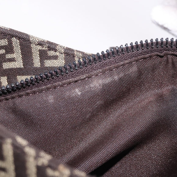 FENDI Zucchino Canvas Mamma Baguette Shoulder Bag Brown 8BR036 Auth 198299V
