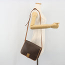 CELINE Macadam Canvas Shoulder Bag PVC Leather Brown Gold Auth 198300-24