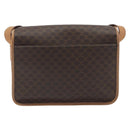 CELINE Macadam Canvas Shoulder Bag PVC Leather Brown Gold Auth 198300-2