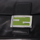 FENDI Mamma Baguette Shoulder Bag Leather Black Silver Auth 198301SAM-18