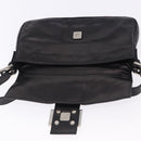 FENDI Mamma Baguette Shoulder Bag Leather Black Silver Auth 198301SAM-19