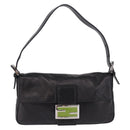 FENDI Mamma Baguette Shoulder Bag Leather Black Silver Auth 198301SAM-13