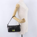 FENDI Mamma Baguette Shoulder Bag Leather Black Silver Auth 198301SAM-25