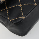 CHANEL Wild Stitch Chain Shoulder Bag Leather Black Gold CC Auth 198302V-16