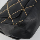 CHANEL Wild Stitch Chain Shoulder Bag Leather Black Gold CC Auth 198302V-8