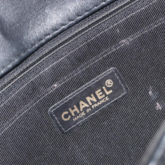 CHANEL Wild Stitch Chain Shoulder Bag Leather Black Gold CC Auth 198302V