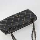 CHANEL Wild Stitch Chain Shoulder Bag Leather Black Gold CC Auth 198302V-6
