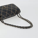 CHANEL Wild Stitch Chain Shoulder Bag Leather Black Gold CC Auth 198302V-7