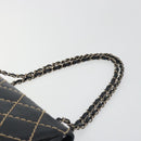 CHANEL Wild Stitch Chain Shoulder Bag Leather Black Gold CC Auth 198302V-14