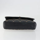CHANEL Wild Stitch Chain Shoulder Bag Leather Black Gold CC Auth 198302V-5