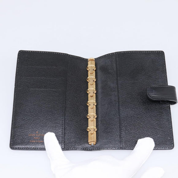 LOUIS VUITTON Epi Agenda PM Day Planner Cover Black R20092 LV Auth 198303