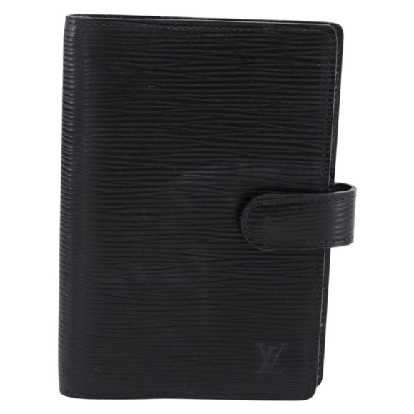 LOUIS VUITTON Epi Agenda PM Day Planner Cover Black R20092 LV Auth 198303