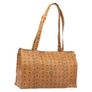 MCM Vicetos Logogram Tote Bag PVC Leather Brown Gold Auth 198306-1