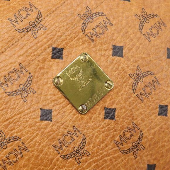 MCM Vicetos Logogram Tote Bag PVC Leather Brown Gold Auth 198306