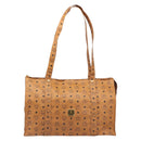 MCM Vicetos Logogram Tote Bag PVC Leather Brown Gold Auth 198306-13