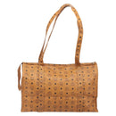 MCM Vicetos Logogram Tote Bag PVC Leather Brown Gold Auth 198306-2